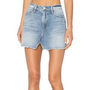 FRAME Le Raw-edge Denim Mini Skirt stoneview